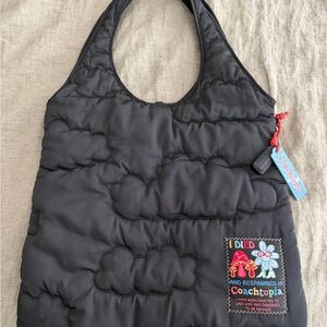 Coachtopia Black Quilted Tote Bag with Patch